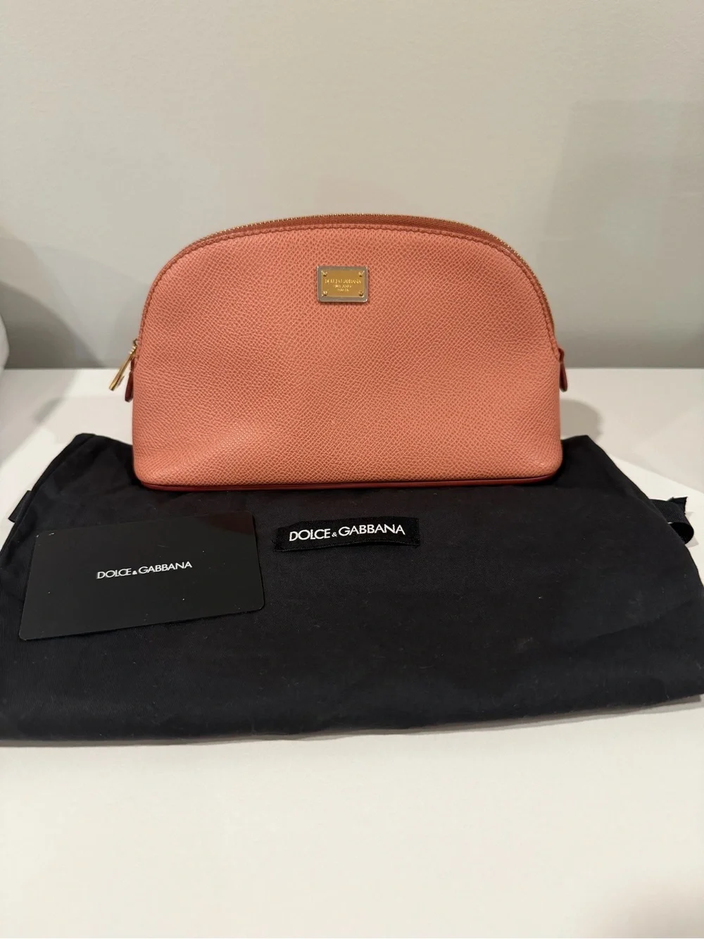 Dolce & Gabbana Peach Saffiano Leather Cosmetic Case - Picture 1 of 10